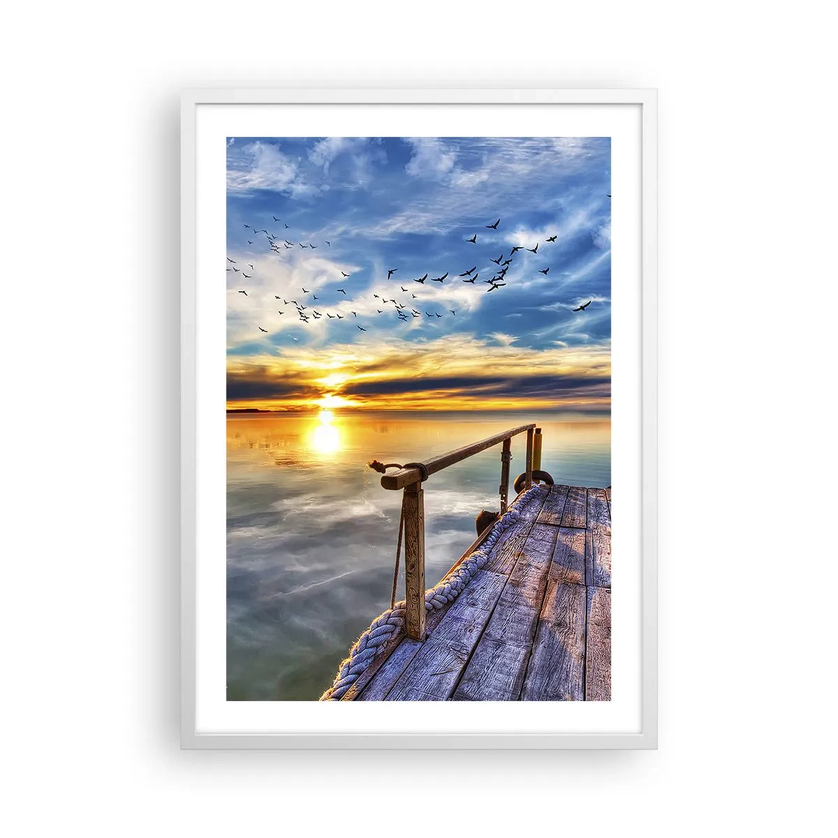 Plakat w białej ramie - Wiatr idzie na spoczynek - 50x70 cm