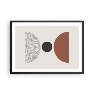 Plakat w czarnej ramie - Abstrakcyjne figury geometryczne w ciepłych barwach - 70x50cm - W centrum uwagi - Nowoczesna dekoracja ścienna do salonu i sypialni ARTTOR