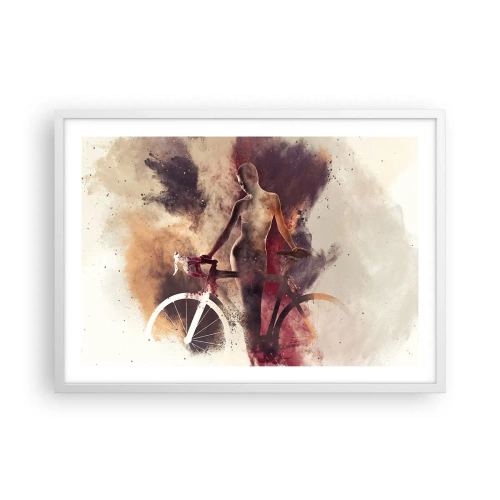 Plakat w białej ramie - W marmurowych kształtach rowerowa dusza - 70x50 cm