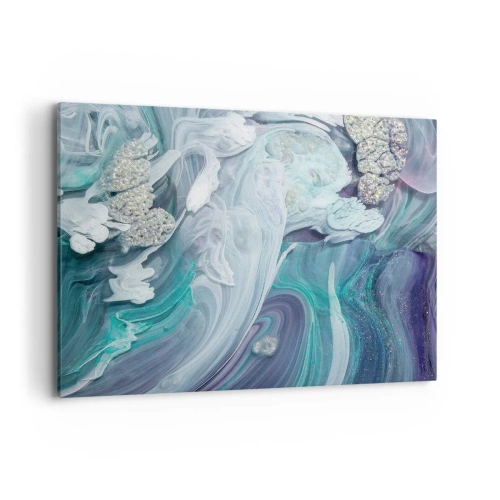 Obraz na płótnie - Abstrakcyjne wiry w odcieniach błękitu i bieli - 100x70cm - Nurty błękitu - Nowoczesna dekoracja ścienna do salonu, kuchni i sypialni ARTTOR