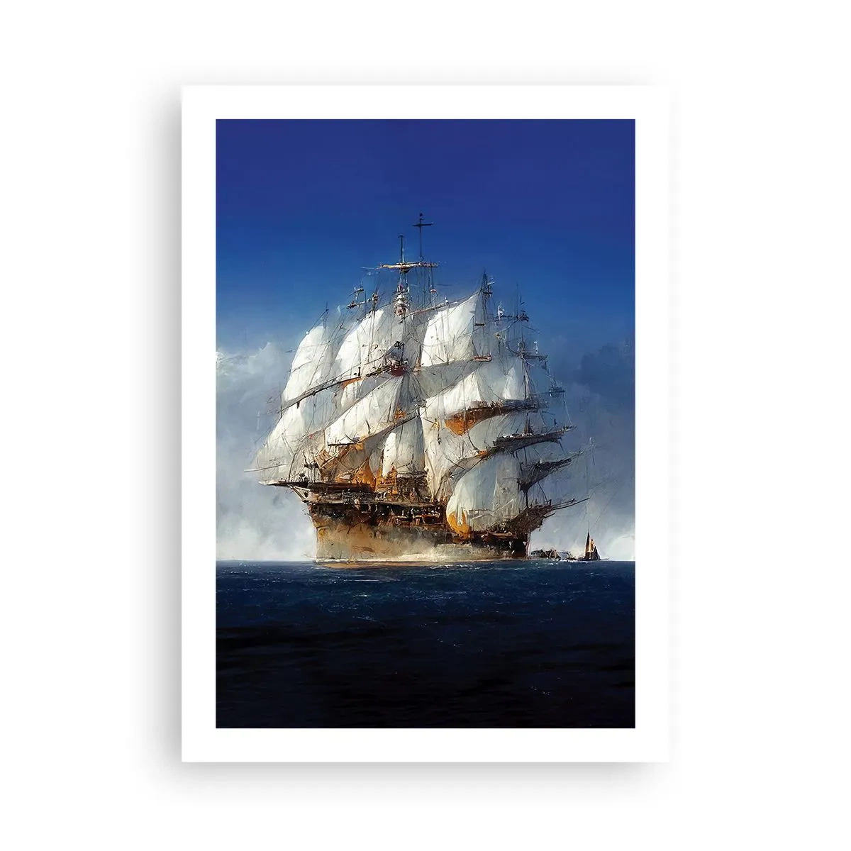 Plakat - Żaglowiec na pełnym morzu pod pełnymi żaglami w świetle słońca - 50x70cm - The great glory! - Nowoczesna dekoracja ścienna do salonu, kuchni i sypialni ARTTOR