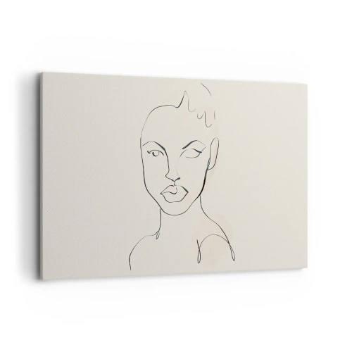 Obraz na płótnie - Minimalistyczny szkic twarzy kobiety - 120x80cm - Zarys zmysłowości - Nowoczesna dekoracja ścienna do salonu, kuchni i sypialni ARTTOR