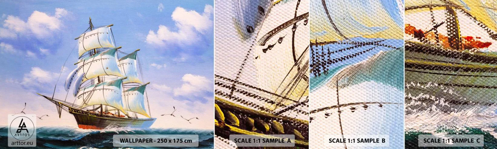 Fototapeta Próbka Samoprzylepna Deluxe Sticker - Dumnie z wiatrem - Marynistyczny, Żaglowiec, Ocean - 100x30 cm