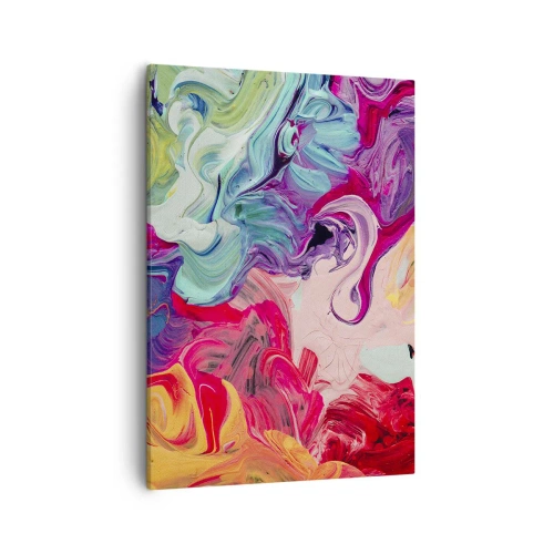 Obraz na płótnie - Abstrakcyjna kompozycja intensywnych kolorów o dynamicznej strukturze - 50x70cm - Narodziny barw - Nowoczesna dekoracja ścienna do salonu, kuchni i sypialni ARTTOR