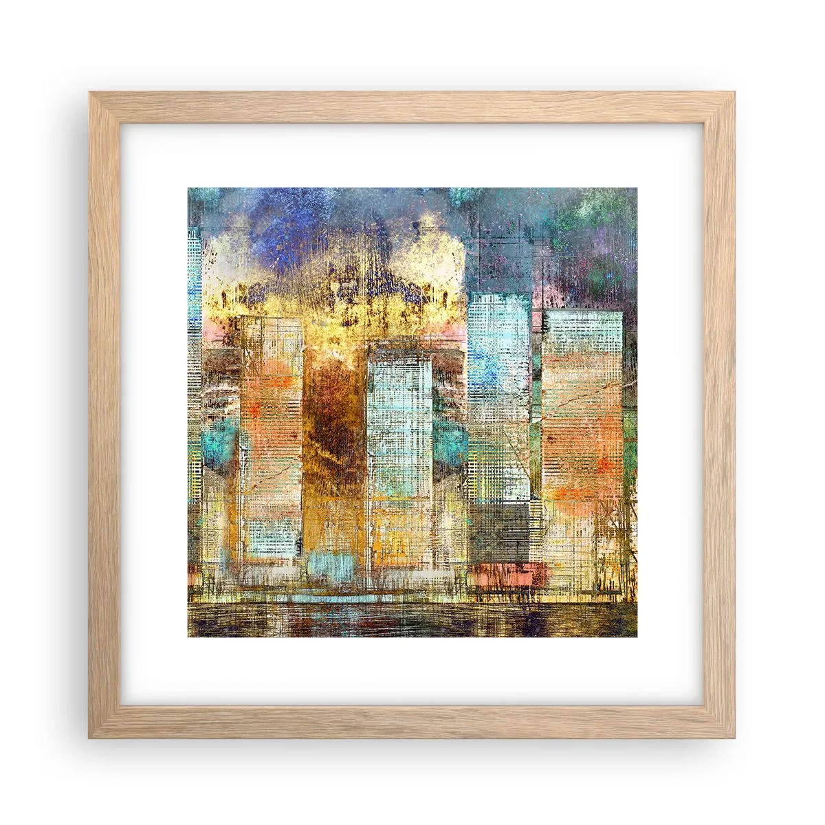 Plakat w ramie jasny dąb - Słoneczna metropolia - 30x30 cm