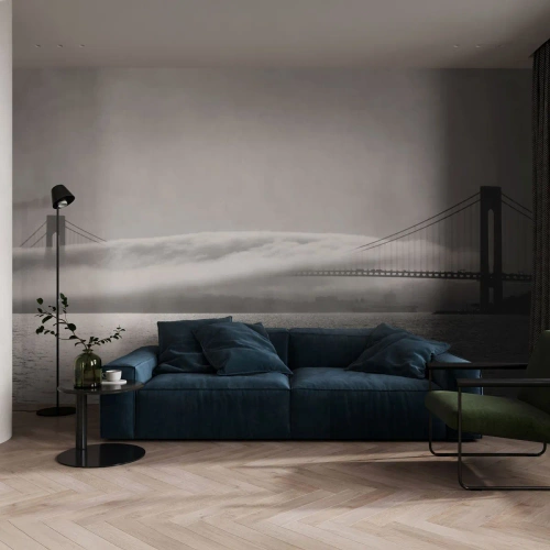 Fototapeta Standard Eco - Most w chmurach o wschodzie słońca - 100x70cm - Przepłynąć przez Złote Wrota - Nowoczesna dekoracja ścienna do salonu i sypialni ARTTOR