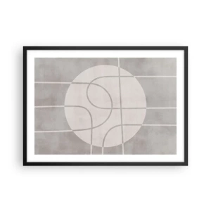 Plakat w czarnej ramie - Geometryczny wzór w odcieniach szarości i bieli - 70x50cm - Koliście i na wprost - Nowoczesna dekoracja ścienna do salonu i sypialni ARTTOR