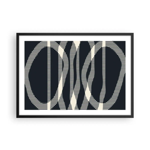 Plakat w czarnej ramie - Geometryczne linie w jasnych odcieniach na ciemnym tle - 70x50cm - Próba przełamania ciemności - Nowoczesna dekoracja ścienna do salonu i sypialni ARTTOR