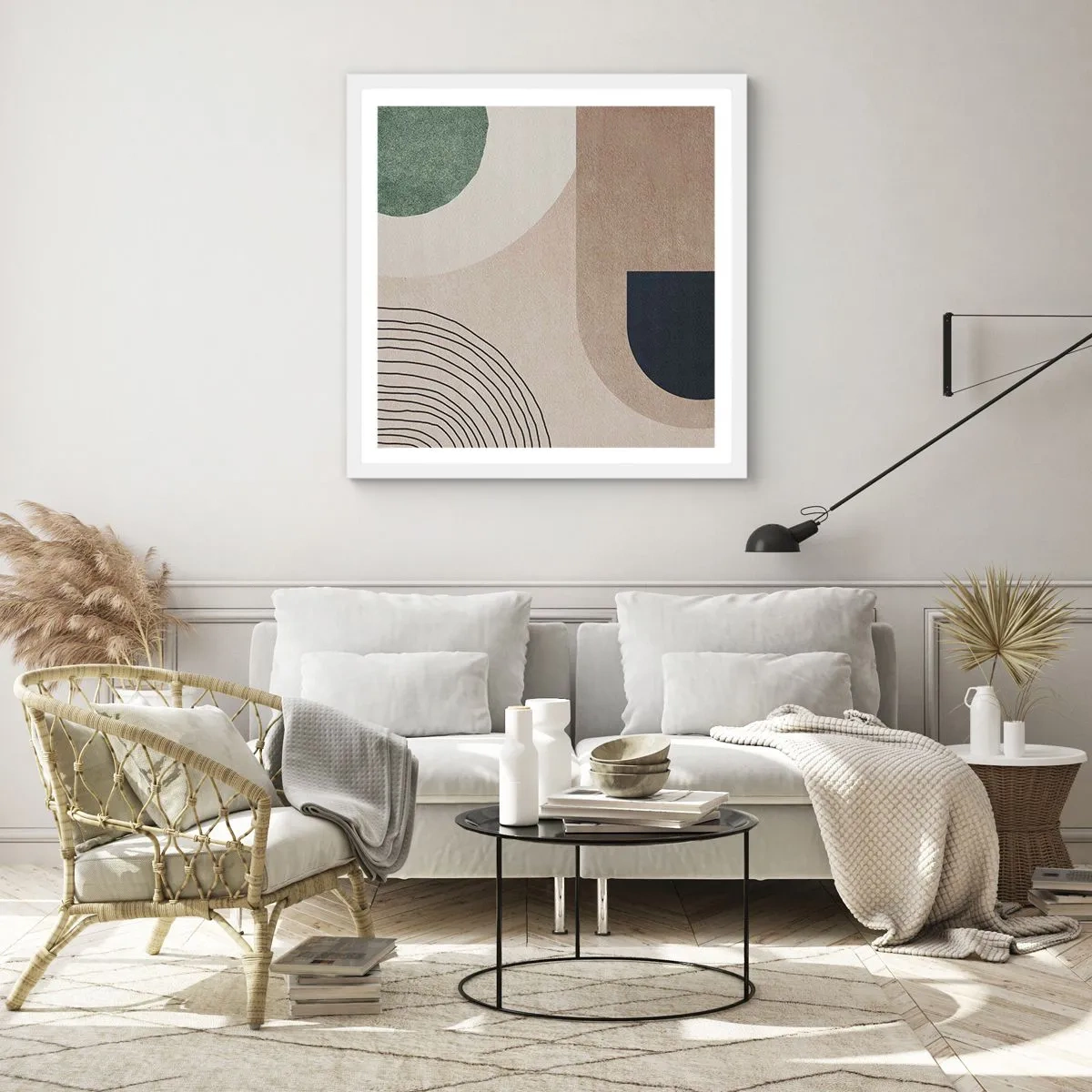 Plakat w białej ramie - Łagodność owalu - 50x50 cm