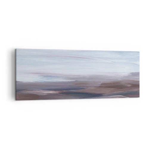 Obraz na płótnie - Subtelna abstrakcja z delikatnymi pociągnięciami w pastelowych tonach - 140x50cm - Żywioły: woda - Nowoczesna dekoracja ścienna do salonu i sypialni ARTTOR