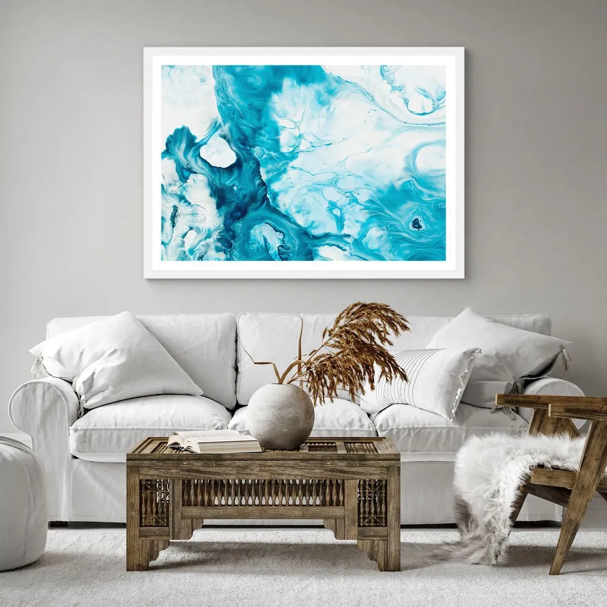 Plakat w białej ramie - Koncert błękitu - 70x50 cm