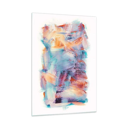 Obraz na szkle - Kolorowe pociągnięcia pędzla w pastelowej abstrakcji - 50x70cm - Kolorowy bałagan - Nowoczesna dekoracja ścienna do salonu, kuchni i sypialni ARTTOR