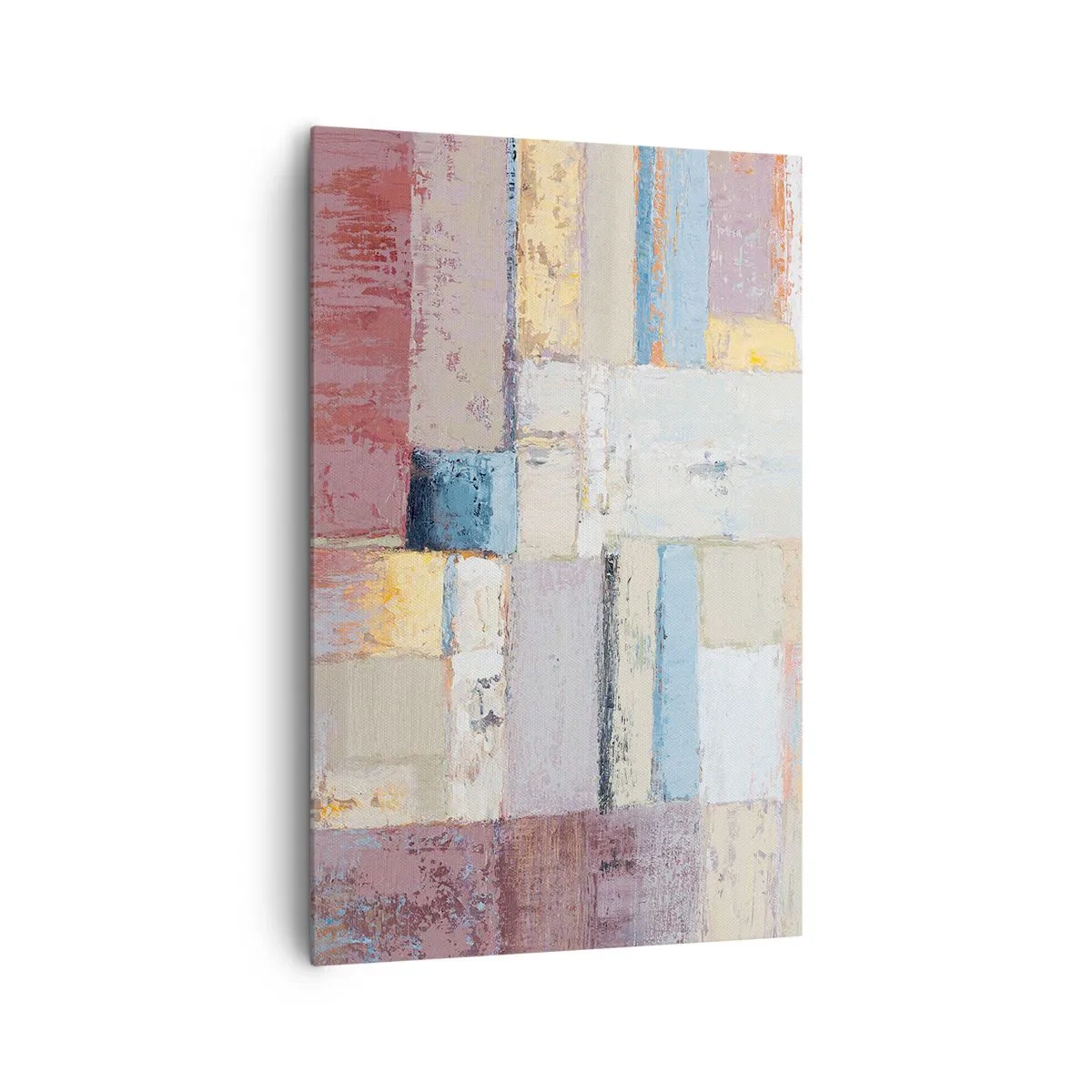 Obraz na płótnie - Geometryczna kompozycja w pastelowych barwach - 80x120cm - Spokój geometrii - Nowoczesna dekoracja ścienna do salonu i sypialni ARTTOR