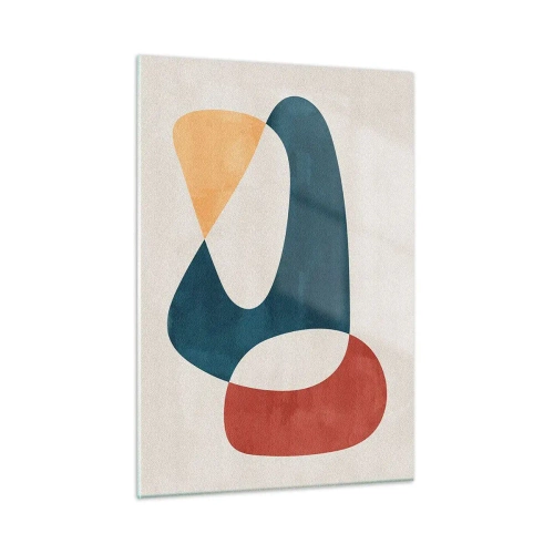 Obraz na szkle - Minimalistyczna abstrakcja w odcieniach czerwieni i granatu - 50x70cm - Wpływy i metamorfozy - Nowoczesna dekoracja ścienna do salonu, kuchni i sypialni ARTTOR