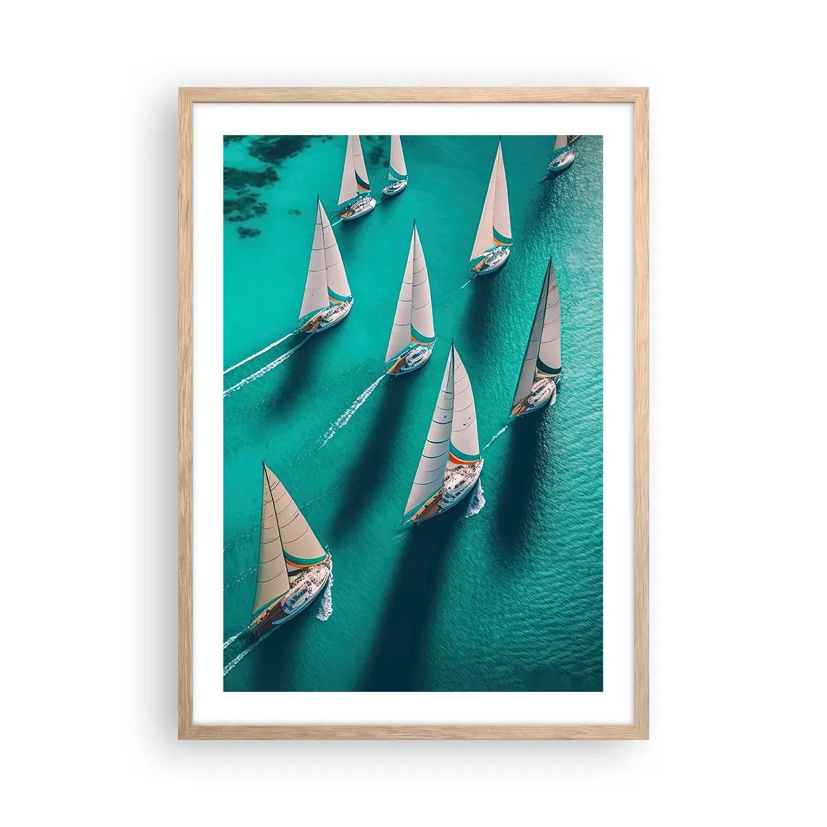 Plakat w ramie jasny dąb - W zawody z wiatrem - 50x70 cm