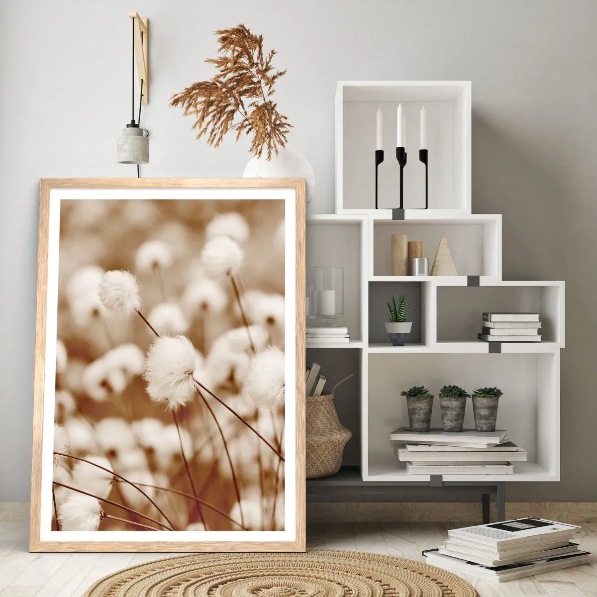 Plakat w ramie jasny dąb - Puszysty łan - 70x100 cm