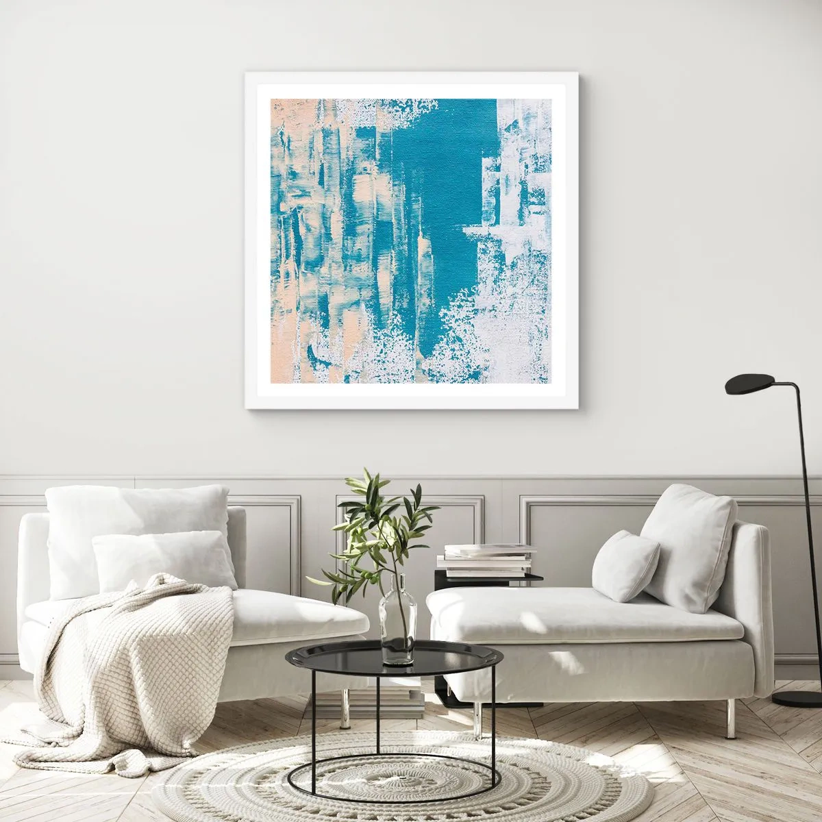 Plakat w białej ramie - Przez lodowy sopel - 40x40 cm