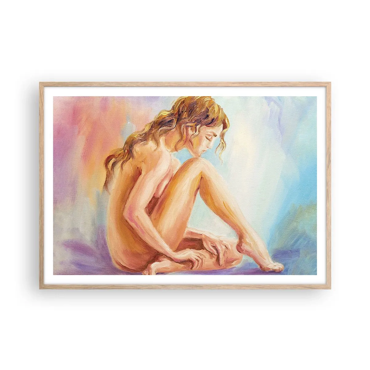 Plakat w ramie jasny dąb - Akt młodości - 100x70 cm
