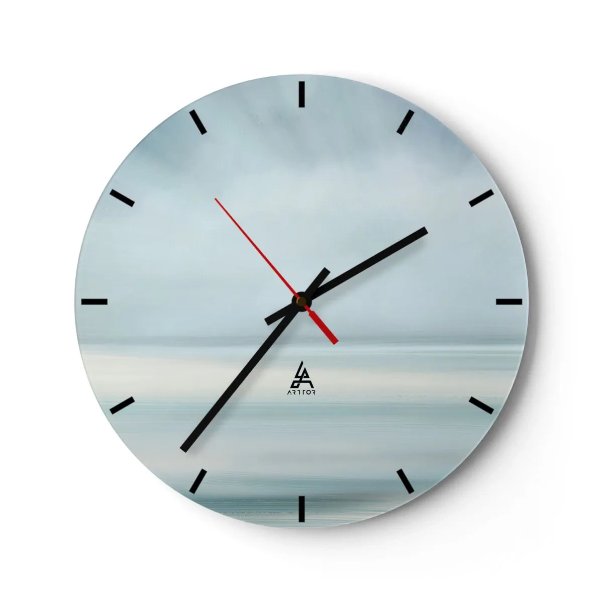 Zegar ścienny - Rozmyty horyzont w odcieniach błękitu i szarości - 30x30cm - Spokój aż po horyzont - Nowoczesna dekoracja ścienna do salonu, kuchni i sypialni ARTTOR