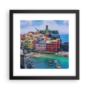 Plakat w czarnej ramie - Śródziemnomorskie magiczne miasteczko - 30x30 cm