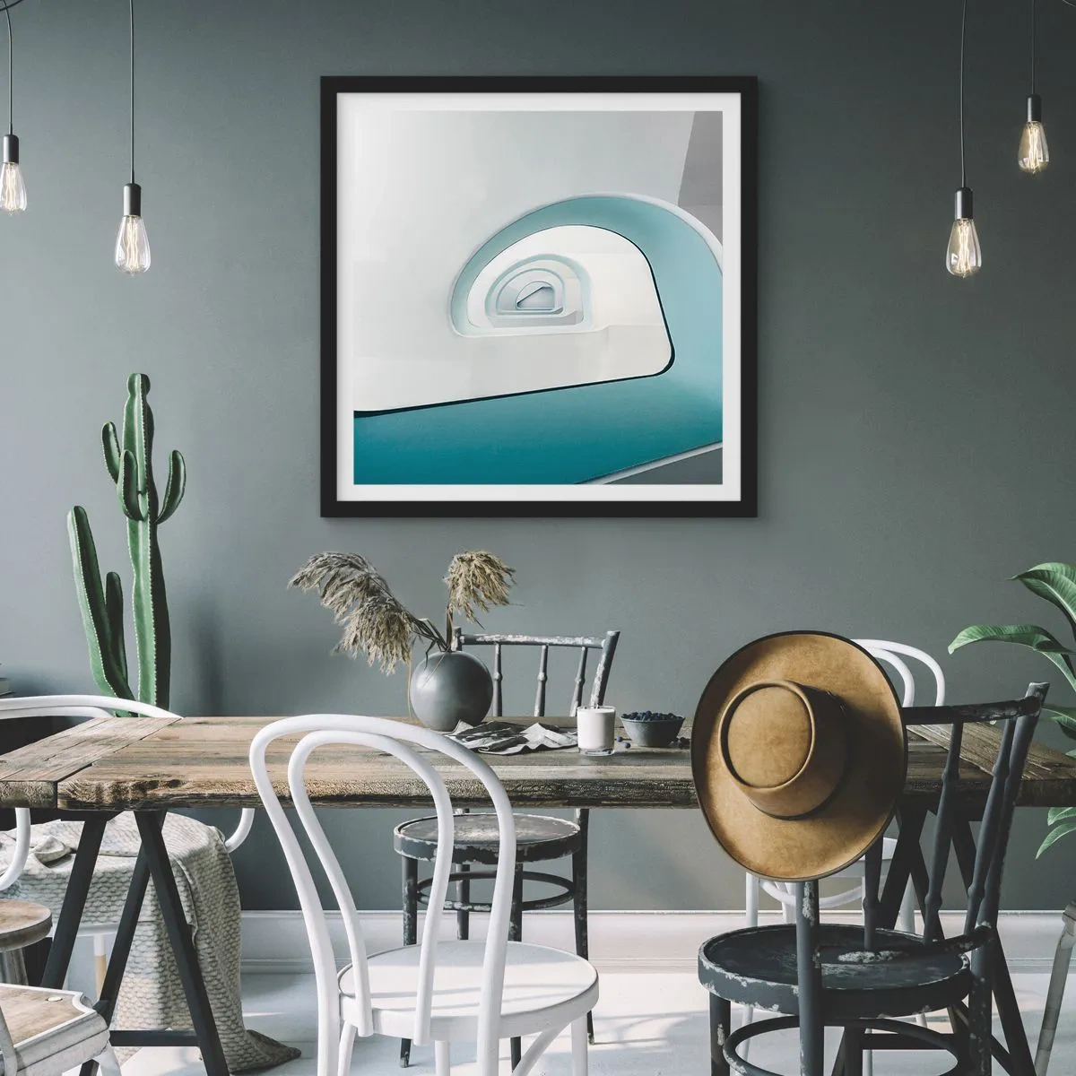 Plakat w czarnej ramie - Do dna błękitu - 60x60 cm