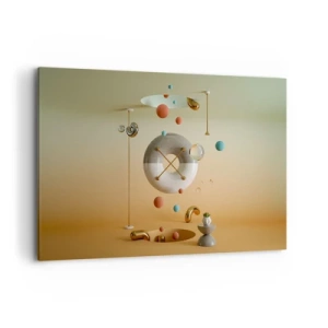 Obraz na płótnie - Geometryczne figury w pastelowych kolorach w surrealistycznym układzie - 120x80cm - Wszystko się zdarzyć może - Nowoczesna dekoracja ścienna do salonu, kuchni i sypialni ARTTOR