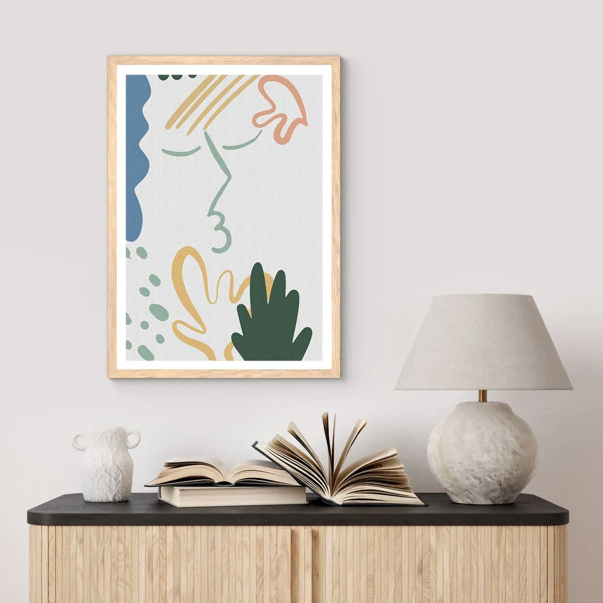 Plakat w ramie jasny dąb - Pocałunek kwiatów - 70x100 cm