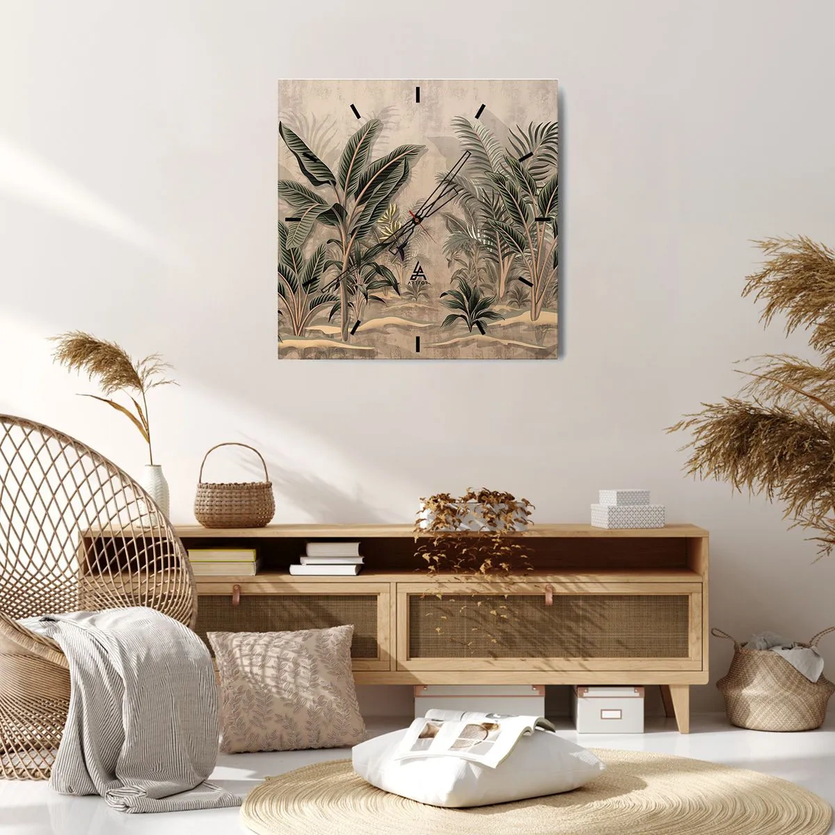 Zegar ścienny - Rycina w kolonialnym stylu - 40x40 cm