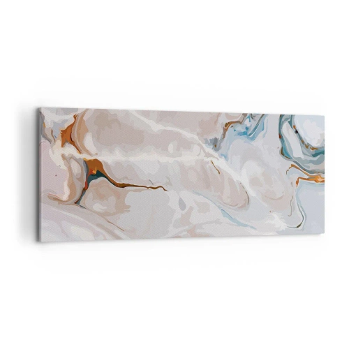 Obraz na płótnie - Abstrakcyjny wzór w odcieniach bieli i błękitu - 120x50cm - Błękitne meandry pod bielą - Nowoczesna dekoracja ścienna do salonu i sypialni ARTTOR