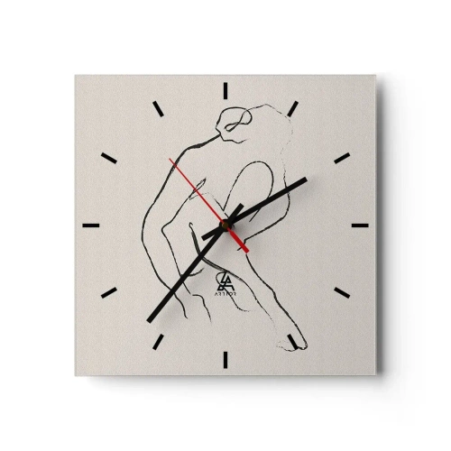 Zegar ścienny - Minimalistyczna sylwetka w czerni na jasnym tle - 30x30cm - Szkic intymny - Nowoczesna dekoracja ścienna do salonu i sypialni ARTTOR