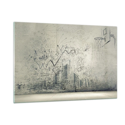 Obraz na szkle - Szkic graficzny z elementami biznesowymi i kreatywnymi - 120x80cm - Moje wspaniałe miejskie życie - Nowoczesna dekoracja ścienna do salonu, kuchni i sypialni ARTTOR