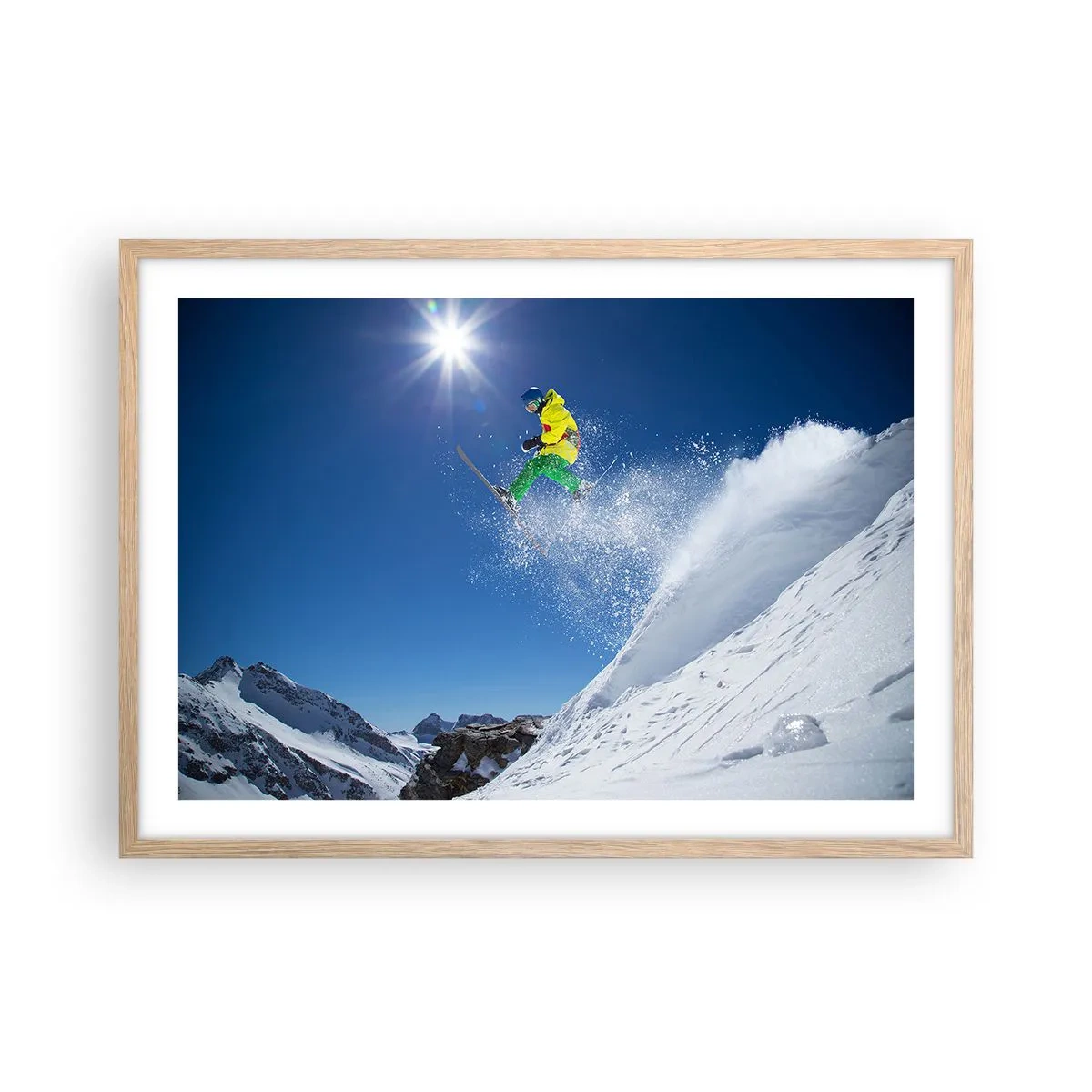 Plakat w ramie jasny dąb - Tańczący z górami - 70x50 cm