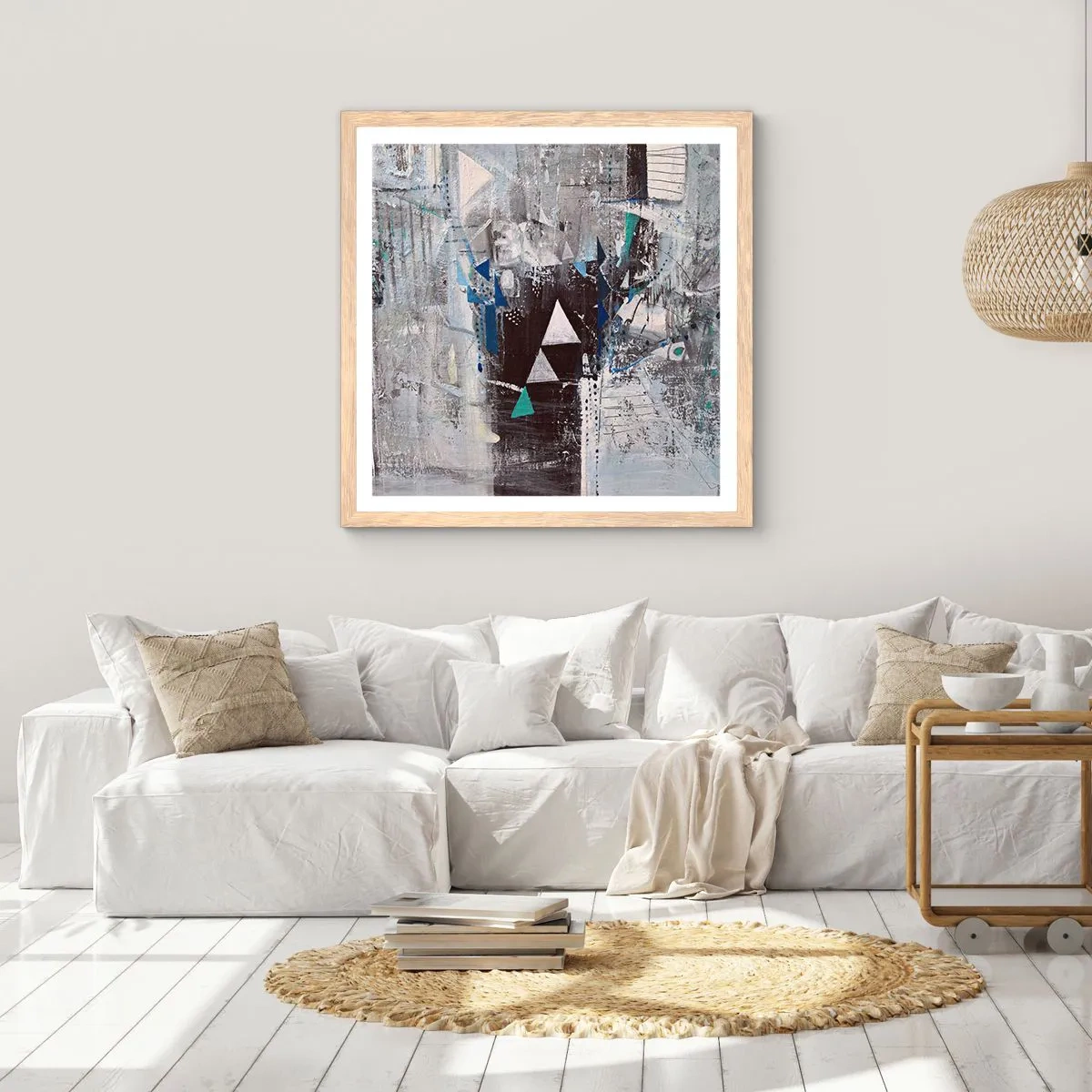 Plakat w ramie jasny dąb - Nadrzędny porządek trójkątów - 30x30 cm