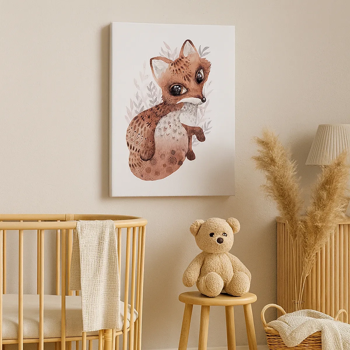 Obraz na płótnie - Uroczy rudy lis w stylu akwareli na jasnym tle - 50x70cm - Tylko pokochać - Nowoczesna dekoracja ścienna do salonu, kuchni i sypialni ARTTOR