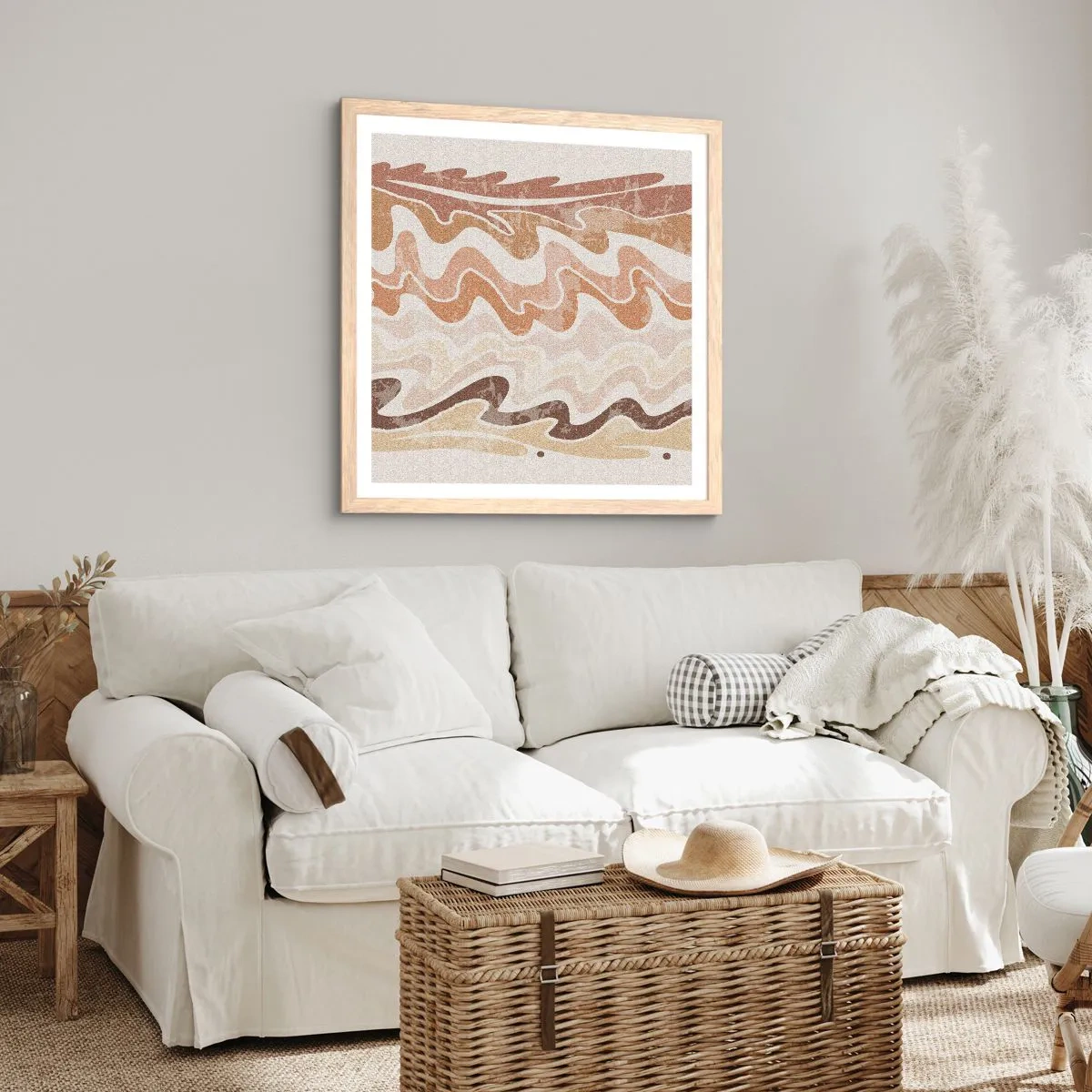 Plakat w ramie jasny dąb - Dobra energia – dobre emocje - 40x40 cm