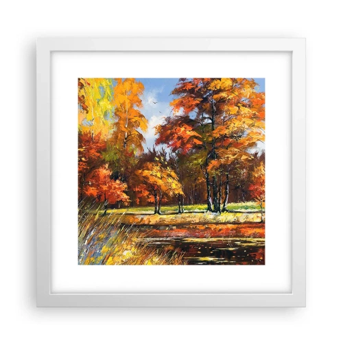 Plakat w białej ramie - Pejzaż w złocie i brązie - 30x30 cm
