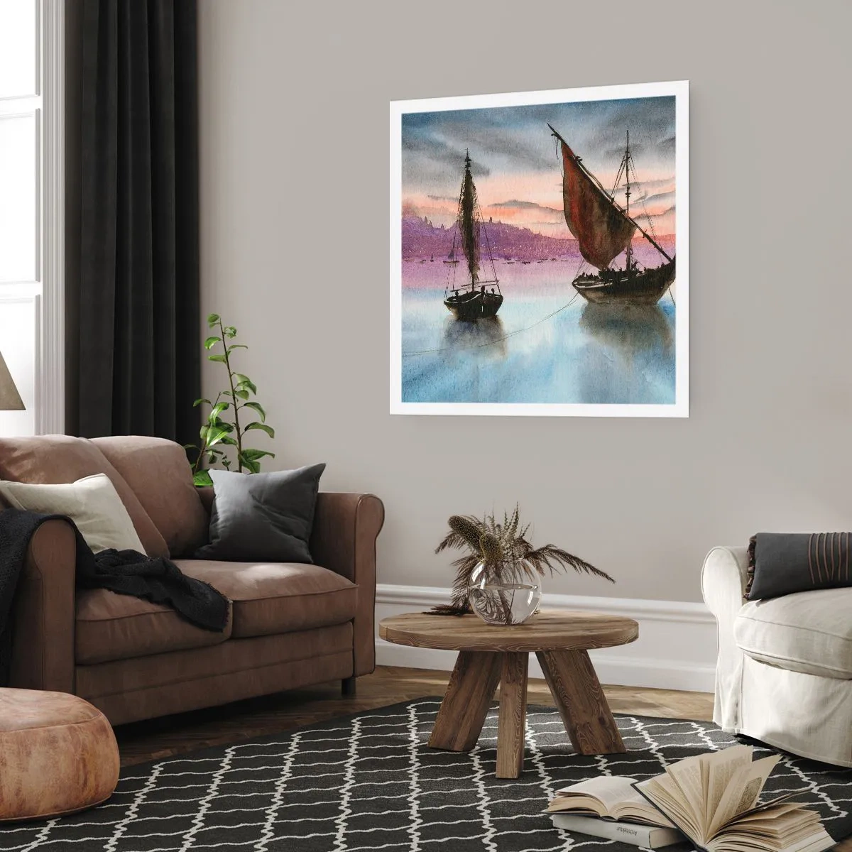 Plakat - Wieczór w porcie - 30x30 cm