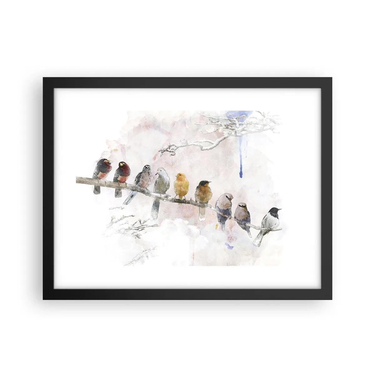 Plakat w czarnej ramie - Skrzydlate spotkanie - 40x30 cm