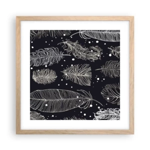 Plakat w ramie jasny dąb - Pierzasta koronka - 40x40 cm