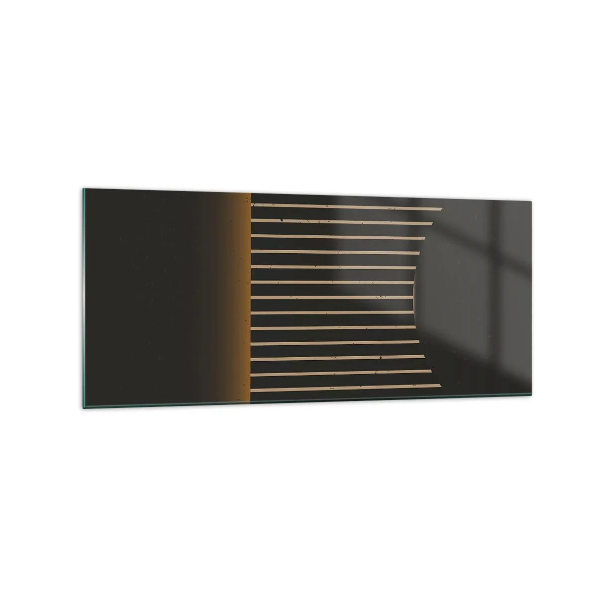 Obraz na szkle - Geometryczny wzór z pasami na ciemnym tle - 120x50cm - Zbadać ciemność - Nowoczesna dekoracja ścienna do salonu i sypialni ARTTOR