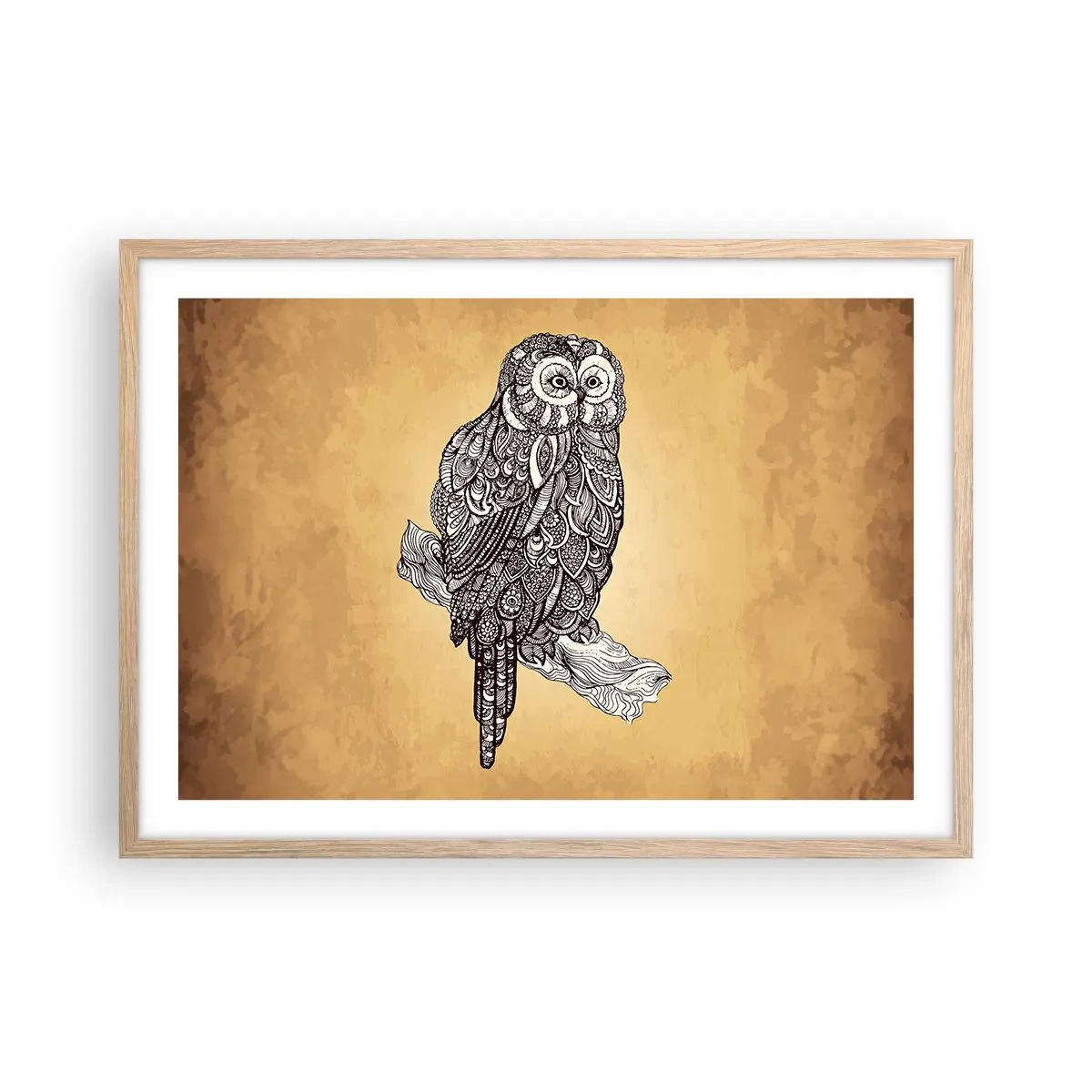 Plakat w ramie jasny dąb - Misterne ornamenty mądrości - 70x50 cm