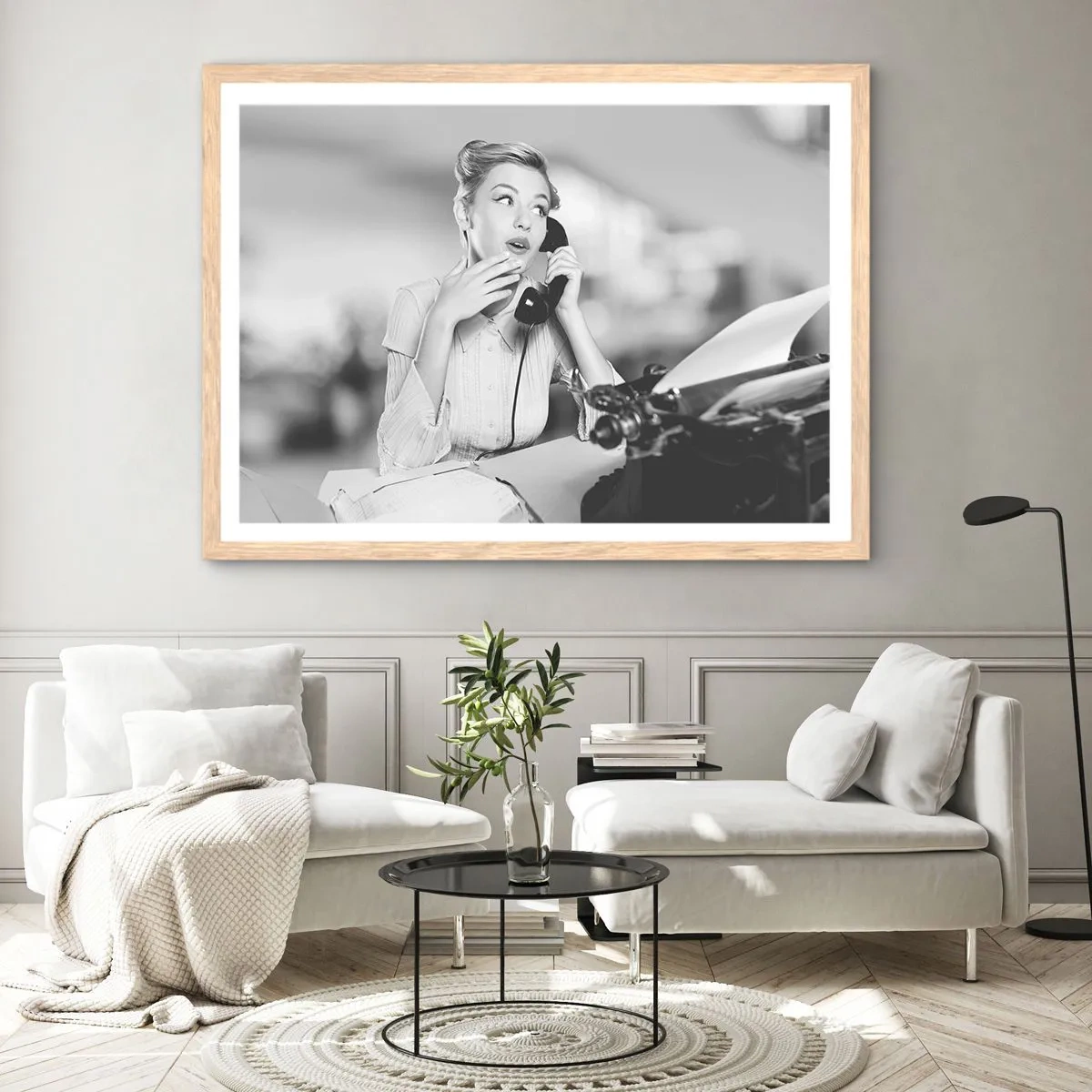 Plakat w ramie jasny dąb - Halo, tu lata 50. - 91x61 cm