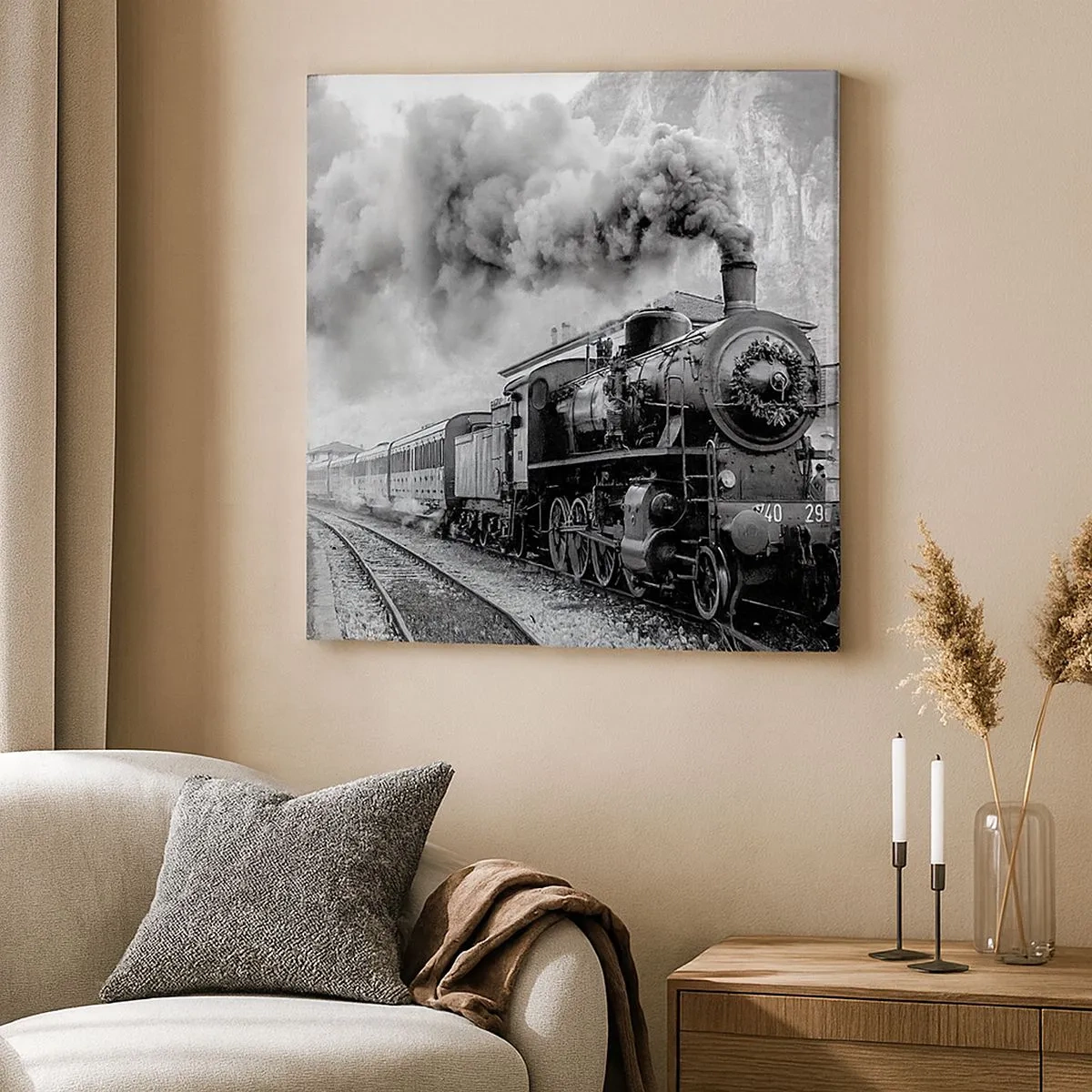 Obraz na płótnie - Stoi na stacji… - 30x30 cm