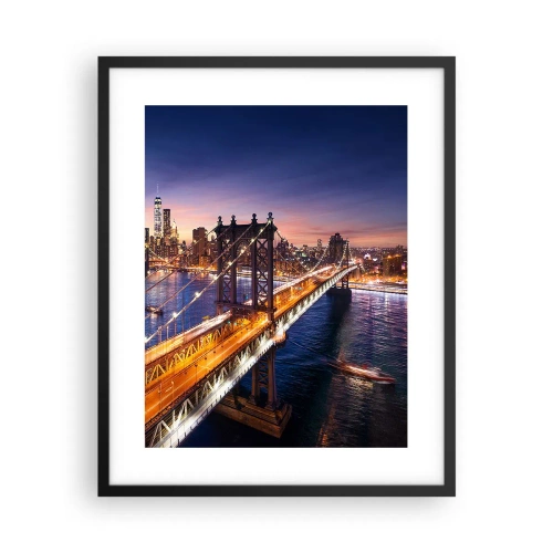 Plakat w czarnej ramie - Świetlistym mostem do serca miasta - 40x50 cm