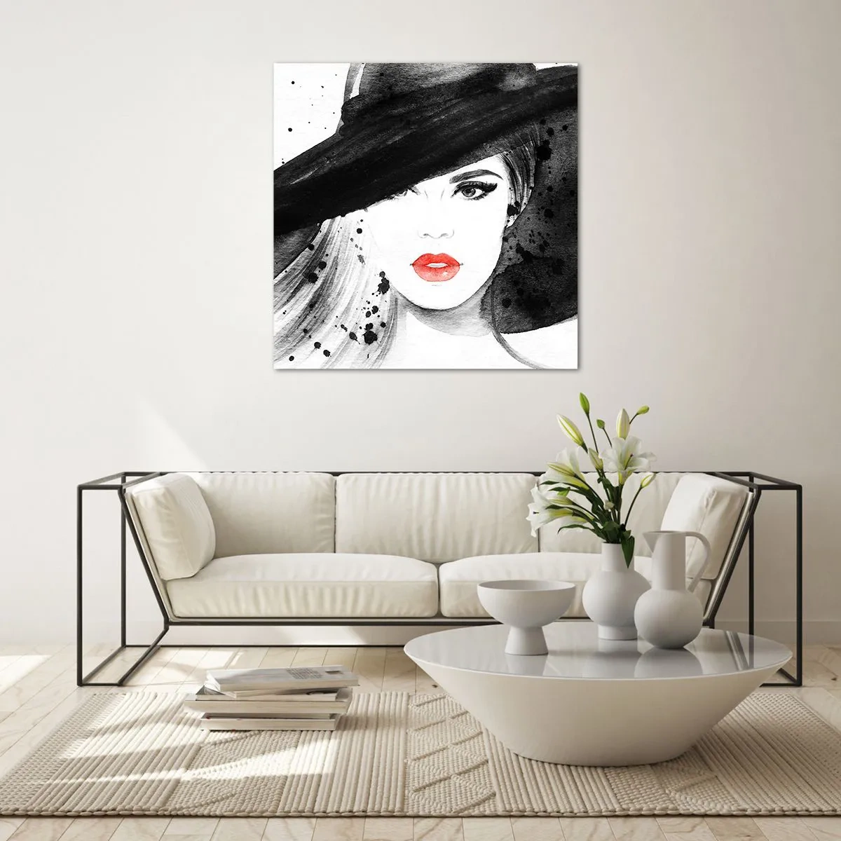 Obraz na szkle - Dama w czerni - 50x50 cm
