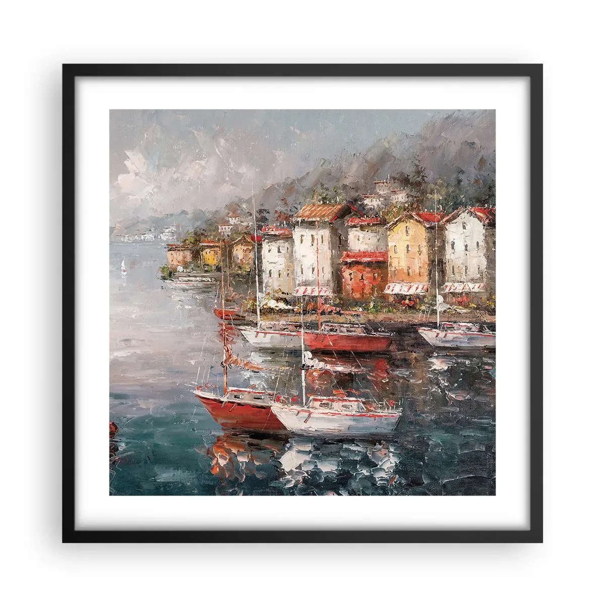 Plakat w czarnej ramie - Romantyczna przystań - 50x50 cm
