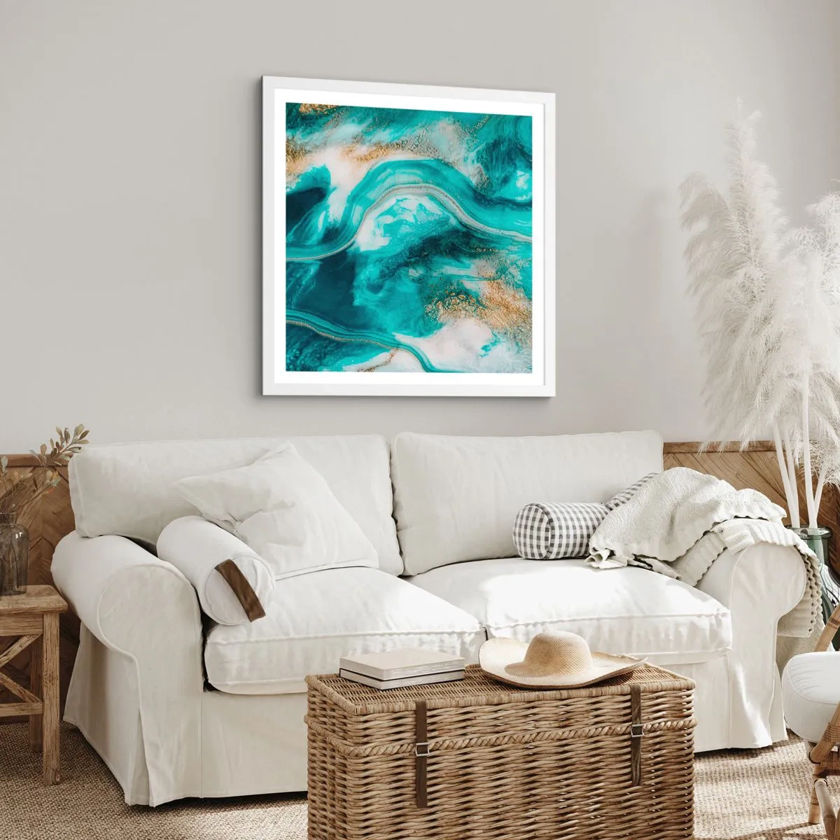 Plakat w białej ramie - Rzeka złota - 30x30 cm