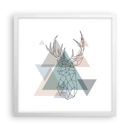 Plakat w białej ramie - W geometrycznym lesie - 40x40 cm