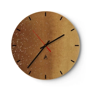 Zegar ścienny - Złoty abstrakcyjny wzór z delikatnymi refleksami i teksturą - 30x30cm - Narodziny światła - Nowoczesna dekoracja ścienna do salonu, kuchni i sypialni ARTTOR