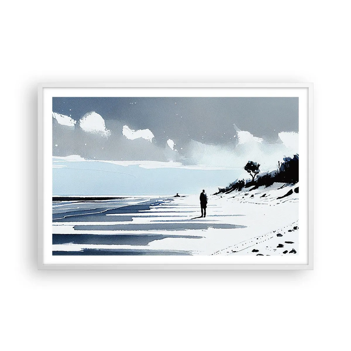 Plakat w białej ramie - Sam na sam - 91x61 cm